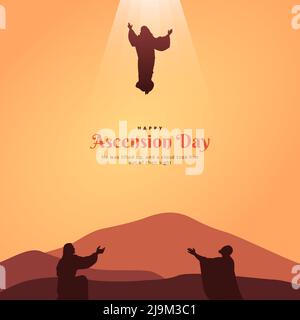 Le jour de l'Ascension de Jésus Christ Illustration vectorielle. Série d'illustrations de silhouettes bibliques Illustration de Vecteur
