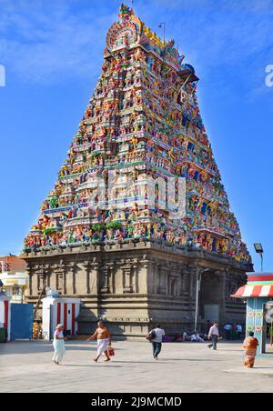 Mylapore, Chennai Inde, 25 juillet 2016. Le magnifique temple de Kapaleeswarar à Chennai, en Inde Banque D'Images