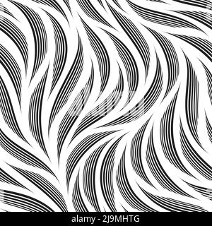 Motif vectoriel noir transparent des vagues et lignes fines lisses.motif linéaire monochrome de fines rayures noires isolées sur fond blanc. Illustration de Vecteur