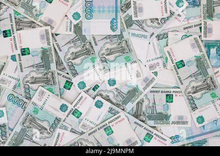 Contexte des billets en roubles russes Banque D'Images