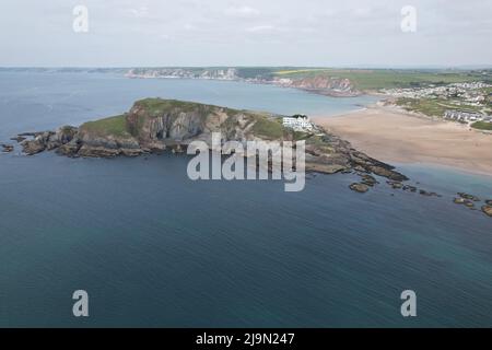 Burgh Island South Devon Angleterre Bigbury-on-Sea drone aérien Banque D'Images