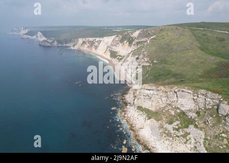 Jurassic Coastline dorset UK drone vue aérienne Banque D'Images