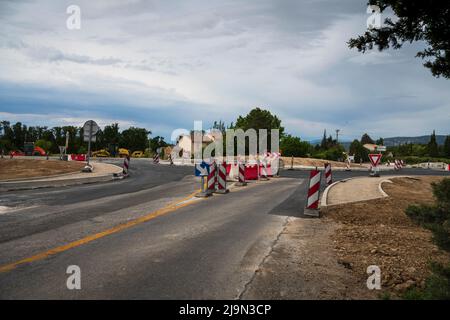 Construction d'un rond-point en France Banque D'Images