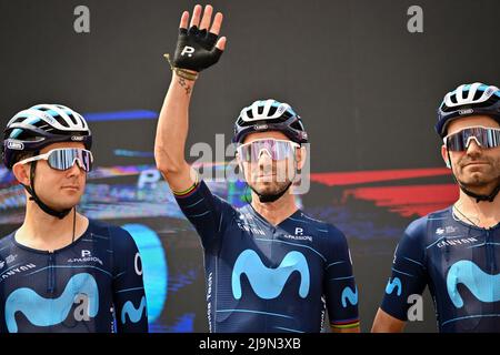 Foto Massimo Paolone/Lapresse 24 Maggio 2022 Salò, Italia sport ciclismo Giro d'Italia 2022 - edizione 105 - taya 16 - Salò - Aprica (Sforzato Wine Stage) Nella foto: VALVERDE Alejandro (MOVISTAR TEAM) photo Massimo Paolone/Lapresse 24 mai 2022 Salò, Italie sport Cyclisme Giro d'Italia 2022 - 105th Edition - étape 16 - de Salò à Aprica (Sforzato Wine Stage) dans le pic: VALVERDE Alejandro (MOVISTAR TEAM)/ (photo: La presse / PRESOPHINTO) Banque D'Images