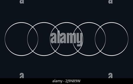 Intersection, chevauchement de cercles, anneaux. Illustration vectorielle, graphiques clip-art Illustration de Vecteur