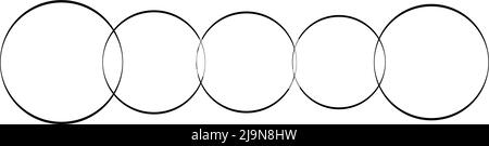 Intersection, chevauchement de cercles, anneaux. Illustration vectorielle, graphiques clip-art Illustration de Vecteur