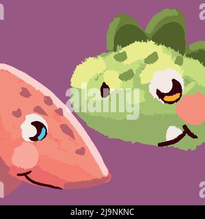 têtes de dinosaures mignons Illustration de Vecteur