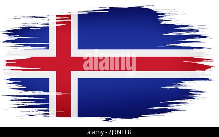 Pinceau coloré dessiné à la main peint drapeau national de l'Islande. Modèle pour bannière, carte, publicité, TV commerciale, annonces, web concevoir un Banque D'Images