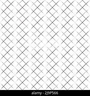 Motif sans coutures en forme de Chekered. Grunge lignes dessinées à la main, quadrillage géométrique diagonal, arrière-plan esthétique rustique créatif dans la palette de couleurs gris. Blanc Illustration de Vecteur