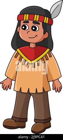 Action de grâce Native American Cartoon Clipart Illustration de Vecteur