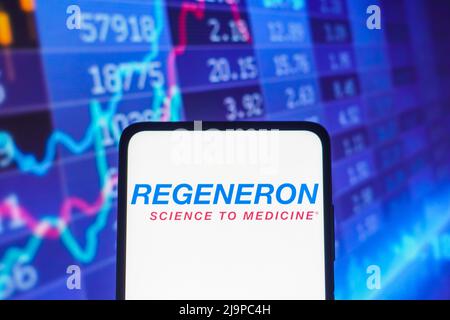 Brésil. 24th mai 2022. Dans cette illustration, le logo Regeneron Pharmaceuticals affiché sur l'écran d'un smartphone. (Credit image: © Rafael Henrique/SOPA Images via ZUMA Press Wire) Banque D'Images