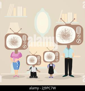 Arrière-plan des têtes de télévision familiales Illustration de Vecteur