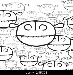 Visage de petit monstre, illustration vectorielle. Illustration de Vecteur