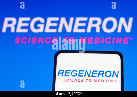 Brésil. 24th mai 2022. Dans cette illustration, le logo Regeneron Pharmaceuticals affiché sur un smartphone et en arrière-plan. (Credit image: © Rafael Henrique/SOPA Images via ZUMA Press Wire) Banque D'Images