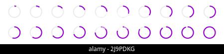 Jeu de barres de chargement rondes. Progression, processus, attente, téléchargement, indicateurs de charge de la batterie. Éléments infographiques pour l'animation de l'interface de site Web isolés sur fond blanc. Illustration vectorielle plate Illustration de Vecteur
