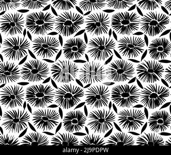 Motif fleuri sans coutures avec fleurs et feuilles. Illustration de Vecteur