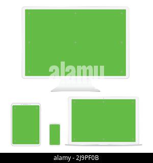 Écran vert gadgets numériques blancs Illustration de Vecteur