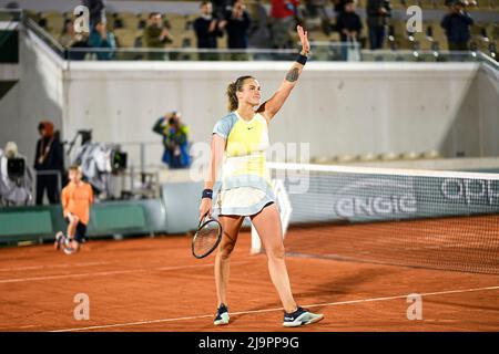 Paris, France. 24th mai 2022. Aryna Sabalenka de Biélorussie pendant l'Open de France (Roland-Garros) 2022, tournoi de tennis Grand Chelem le 24 mai 2022 au stade Roland-Garros à Paris, France - photo Victor Joly/DPPI crédit: DPPI Media/Alay Live News Banque D'Images