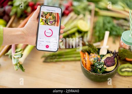 Application mobile pour suivre les calories consommées Banque D'Images