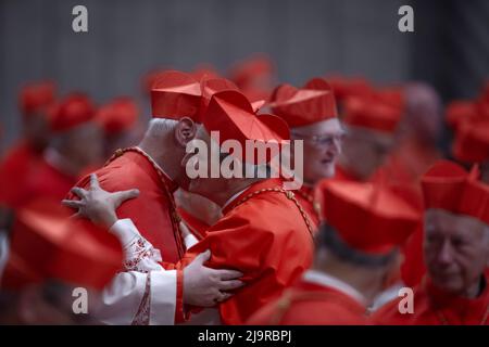 Vatican, Vatican. 24 mai 2022. Le cardinal Matteo Maria Zuppi est le nouveau président de la CEI (Conférence épiscopale italienne). Le cardinal Matteo Maria Zuppi, nouvellement élu, est félicité par les cardinaux pendant le Consistoire pour la création de nouveaux cardinaux à la basilique Saint-Pierre le 05 octobre 2019. Crédit: Maria Grazia Picciarella/Alay Live News Banque D'Images