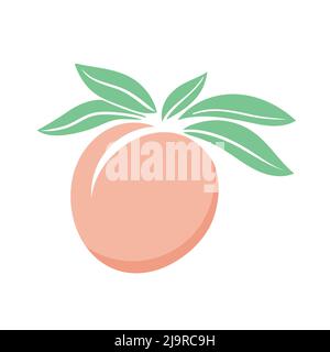 Silhouette de pêche colorée avec vecteur de feuilles Illustration de Vecteur