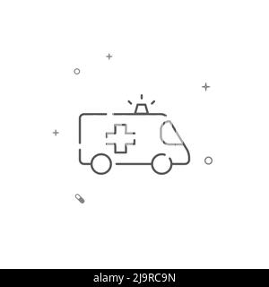 Icône de ligne de vecteur simple ambulance. Symbole, pictogramme, panneau isolé sur fond blanc. Contour modifiable. Régler l'épaisseur de ligne. Illustration de Vecteur