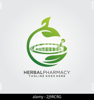 Logo de la pharmacie à base de plantes Illustration de Vecteur
