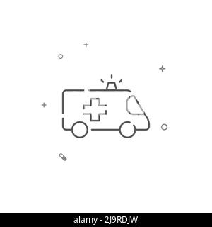 Icône de ligne de vecteur simple ambulance. Symbole, pictogramme, panneau isolé sur fond blanc. Contour modifiable. Régler l'épaisseur de ligne. Illustration de Vecteur