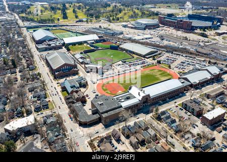 Ferry Field et Alumni Field, stade de baseball de l'Université du Michigan, Ann Arbor, Michigan, États-Unis Banque D'Images