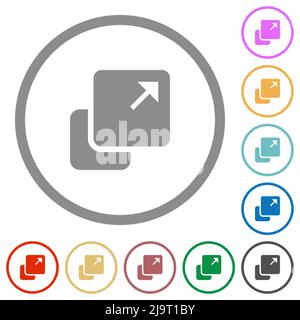 Etendre les icônes de couleur unie plate de l'élément dans des contours ronds sur fond blanc Illustration de Vecteur