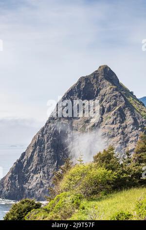 Arizona Beach State Recreation site, Oregon, États-Unis. Lookout Rock se lève au-dessus de la plage. Banque D'Images