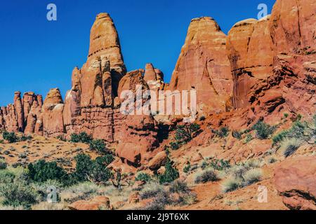 Painted Desert, Fiery Furnace, Arches National Park, Moab, Utah, ÉTATS-UNIS. Banque D'Images