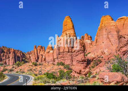 Painted Desert, Fiery Furnace, Arches National Park, Moab, Utah, ÉTATS-UNIS. Banque D'Images