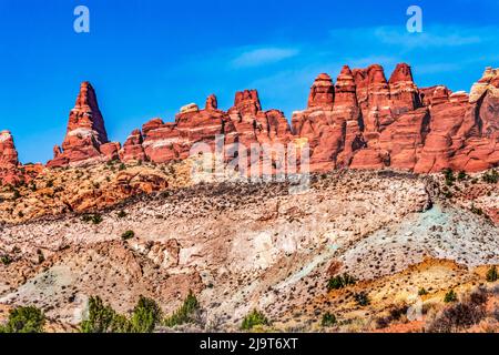 Painted Desert, Fiery Furnace, Arches National Park, Moab, Utah, ÉTATS-UNIS. Banque D'Images