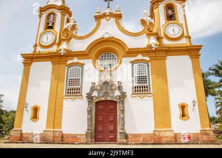 Eglise mère de Santo Antonio de la ville de Tiradentes à Minas Gerais, Brésil - 22 janvier 2018 : Voir Eglise mère de Santo Antonio de la ville de Tiradentes Banque D'Images