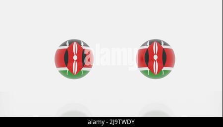 3D rendu du drapeau du globe au Kenya pour l'icône ou le symbole. Banque D'Images