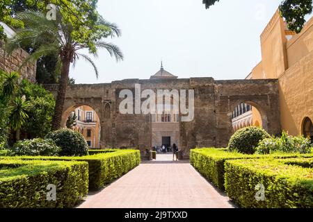 Royal Alcázar de Séville, un complexe palatial fortifié dans différentes étapes historiques. Banque D'Images