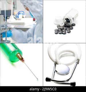 Composition collage médical imbriqué mosaïque sur cadre blanc Banque D'Images