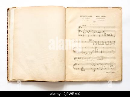 Partitions de musique vintage, de l'Empire russe, 1880s. Banque D'Images