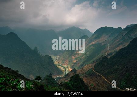 La vallée de Ha Giang dans le nord du Vietnam Banque D'Images