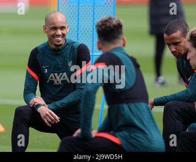 Liverpool, Royaume-Uni. 25th mai 2022 ; AXA Training Centre, Liverpool, Angleterre : Conférence de presse du FC Liverpool et formation des équipes avant la finale de la Ligue des Champions contre Real Madrid à Paris : Fabinho de Liverpool crédit : action plus Sports Images/Alay Live News Banque D'Images