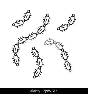 Probiotiques et liquide bactérien. Bactéries, icône de virus en ligne, style de contour. Illustration de Vecteur