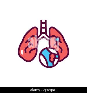 Icône de ligne de couleur d'embolie pulmonaire. Elément vectoriel isolé. Pictogramme de contour pour la page Web, l'application mobile, la promotion Illustration de Vecteur