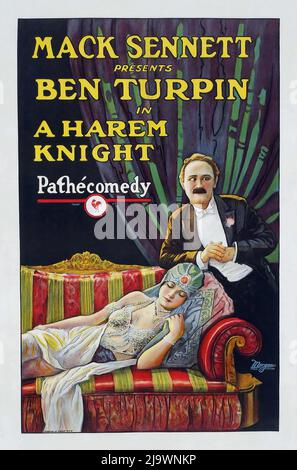 Ben Turpin Silent film, comédie - Harem Knight, A (Pathe, 1926), la bande dessinée croisée du cinéma silencieux Banque D'Images