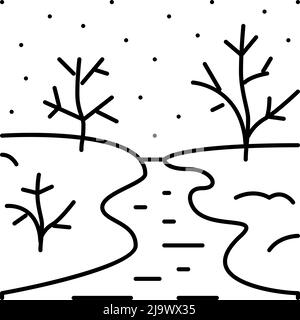 illustration vectorielle de l'icône de la ligne de la rivière ice Illustration de Vecteur