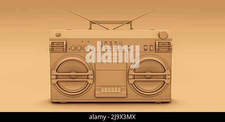 boombox marron isolé sur fond marron 3d illustration Banque D'Images