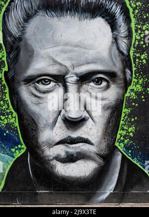 Portrait Graffiti de Cristopher Walken dans une rue arrière de Brighton Banque D'Images