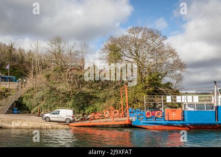 Vue depuis Fowey du ferry de Bodinnick, Fowey, Cornwall Banque D'Images