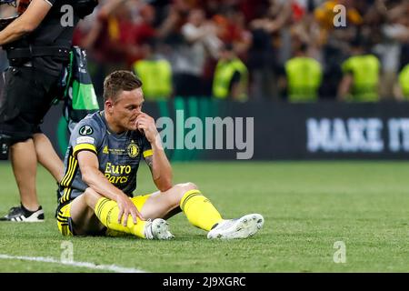 TIRANA, ALBANIE - MAI 25: Jens Toornstra de Feyenoord semble abattu lors du match final de l'UEFA Europa Conference League entre AS Roma et Feyenoord à l'arène nationale le 25 mai 2022 à Tirana, Albanie (photo par Nikola Krstic/Orange Pictures) crédit: Orange pics BV/Alay Live News Banque D'Images