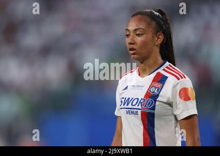 Turin, Italie, 21st mai 2022. Selma Bacha, de Lyon, regarde pendant le match de la Ligue des champions des femmes de l'UEFA au stade Juventus, à Turin. Le crédit photo devrait se lire: Jonathan Moscrop / Sportimage Banque D'Images